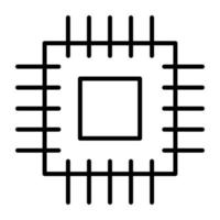 icône de ligne de microprocesseur vecteur