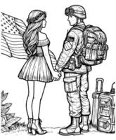 Mémorial journée soldat épouses coloration pages vecteur