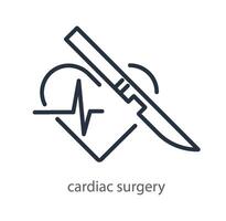 cardiaque chirurgie icône. cœur , cardiogramme, scalpel illustration. contour pictogramme pour la toile page, mobile application, promo. vecteur