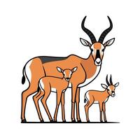 gazelle dessin animé animal conception plat illustration sur blanc Contexte côté vue antilope vecteur