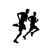 coureur silhouette sport activité icône signe ou symbole. athlète logo. athlétique des sports. le jogging ou sprint gars. marathon course. la vitesse concept. coureur figure vecteur