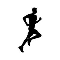 coureur silhouette sport activité icône signe ou symbole. athlète logo. athlétique des sports. le jogging ou sprint gars. marathon course. la vitesse concept. coureur figure vecteur