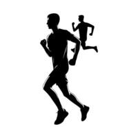 coureur silhouette sport activité icône signe ou symbole. athlète logo. athlétique des sports. le jogging ou sprint gars. marathon course. la vitesse concept. coureur figure vecteur