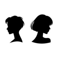 cheveux style femme silhouette, beauté visage fille silhouette logo vecteur