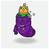 aubergine mascotte personnage dessin animé avec sommeil expression. pour marque, étiqueter, emballage et produit. vecteur