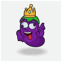 aubergine mascotte personnage dessin animé avec fou expression. pour marque, étiqueter, emballage et produit. vecteur