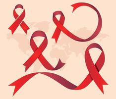 ensemble de rouge ruban, VIH, sida conscience symbole vecteur