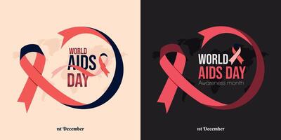 monde sida journée bannière rouge conscience ruban illustration vecteur