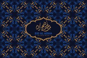 eid Al adha festival. salutation carte avec bleu et or Couleur Contexte. eid mubarak thème. illustration. vecteur