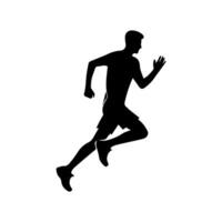 coureur silhouette sport activité icône signe ou symbole. athlète logo. athlétique des sports. le jogging ou sprint gars. marathon course. la vitesse concept. coureur figure vecteur