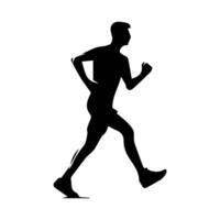 coureur silhouette sport activité icône signe ou symbole. athlète logo. athlétique des sports. le jogging ou sprint gars. marathon course. la vitesse concept. coureur figure vecteur