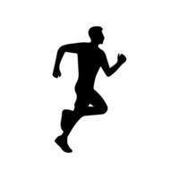 coureur silhouette sport activité icône signe ou symbole. athlète logo. athlétique des sports. le jogging ou sprint gars. marathon course. la vitesse concept. coureur figure vecteur