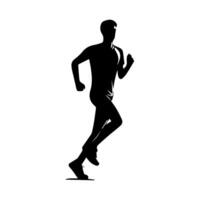 coureur silhouette sport activité icône signe ou symbole. athlète logo. athlétique des sports. le jogging ou sprint gars. marathon course. la vitesse concept. coureur figure vecteur