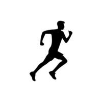 coureur silhouette sport activité icône signe ou symbole. athlète logo. athlétique des sports. le jogging ou sprint gars. marathon course. la vitesse concept. coureur figure vecteur