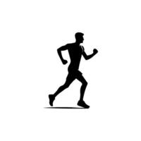 coureur silhouette sport activité icône signe ou symbole. athlète logo. athlétique des sports. le jogging ou sprint gars. marathon course. la vitesse concept. coureur figure vecteur