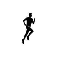 coureur silhouette sport activité icône signe ou symbole. athlète logo. athlétique des sports. le jogging ou sprint gars. marathon course. la vitesse concept. coureur figure vecteur