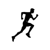 coureur silhouette sport activité icône signe ou symbole. athlète logo. athlétique des sports. le jogging ou sprint gars. marathon course. la vitesse concept. coureur figure vecteur