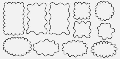 ensemble de sensationnel courbe Cadre. dessin griffonnage ondulé frontière. cercle et rectangle forme. conception éléments vecteur