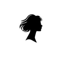 cheveux style femme silhouette, beauté visage fille silhouette logo vecteur