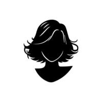 cheveux style femme silhouette, beauté visage fille silhouette logo vecteur