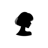 cheveux style femme silhouette, beauté visage fille silhouette logo vecteur
