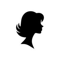 cheveux style femme silhouette, beauté visage fille silhouette logo vecteur