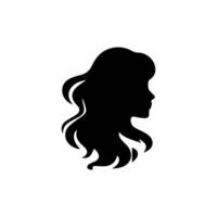 cheveux style femme silhouette, beauté visage fille silhouette logo vecteur