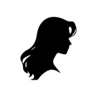 cheveux style femme silhouette, beauté visage fille silhouette logo vecteur