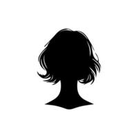 cheveux style femme silhouette, beauté visage fille silhouette logo vecteur