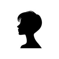 cheveux style femme silhouette, beauté visage fille silhouette logo vecteur