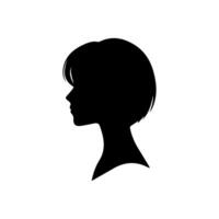 cheveux style femme silhouette, beauté visage fille silhouette logo vecteur