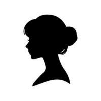 cheveux style femme silhouette, beauté visage fille silhouette logo vecteur