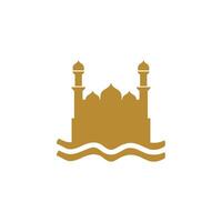 luxe or mosquée logo conception vecteur