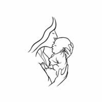 mère et bébé symbole logo. tatouage conception. pochoir illustration vecteur