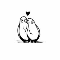 oiseau couple symbole logo. tatouage conception. pochoir illustration vecteur