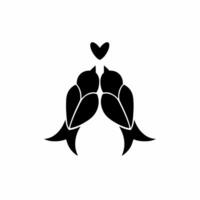 oiseau couple symbole logo. tatouage conception. pochoir illustration vecteur