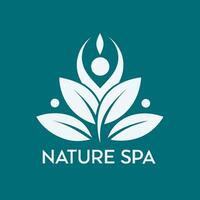 logo la nature spa, ballet, se détendre, yoga avec feuille et l'eau pour votre communauté vecteur