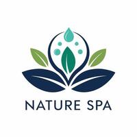 logo la nature spa, ballet, se détendre, yoga avec feuille et l'eau pour votre communauté vecteur