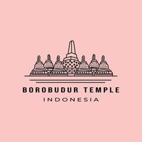 borobudur temple ligne art logo symbole illustration conception vecteur