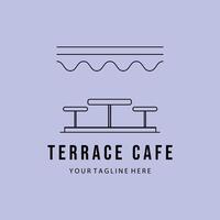 terrasse, rue café logo illustration conception graphique, minimaliste ligne art logo conception vecteur