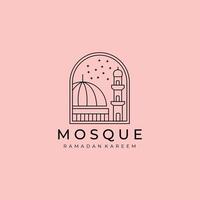 islamique logo ligne art conception, mosquée icône logo symbole emblème illustration conception vecteur