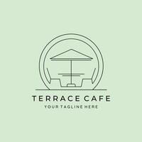 terrasse café ligne art minimaliste logo illustration conception vecteur