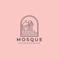 mosquée ligne art minimal logo, illustration conception de arabe concept Ramadan kareem vecteur