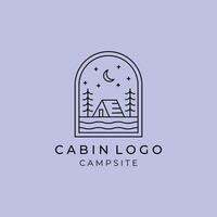 bois cabine ligne art logo modèle illustration Facile conception vecteur