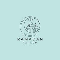 Ramadan kareem mubarak minimaliste ligne art logo illustration conception vecteur