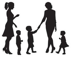 ensemble de silhouettes de femmes avec enfants, de la mère journée concept vecteur