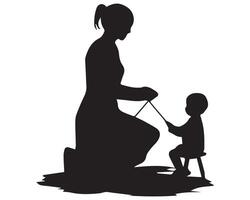 ensemble de silhouettes de femmes avec enfants, de la mère journée concept vecteur