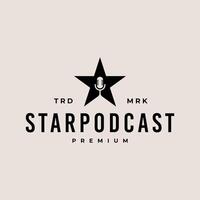 étoile Podcast microphone nuit ancien branché logo icône illustration vecteur