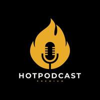 chaud Podcast microphone Feu logo icône illustration vecteur