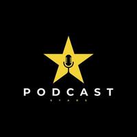 étoile Podcast microphone nuit logo icône illustration vecteur